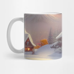 Magical Fantasy Cottage with Lights In A Snowy Scene, Scenery Nature Mug